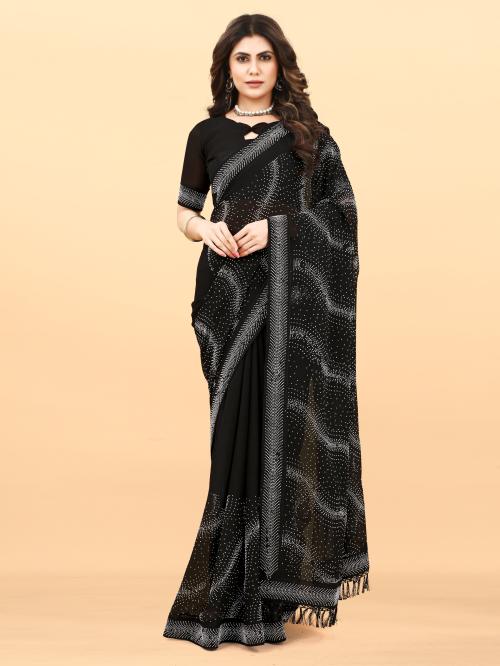 Shiyan Heavy Crystal Swarovski Red Georgette Saree