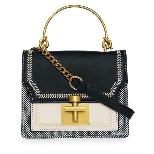 ESBEDA Black - Cream Color Solid Pattern Crossbody Box Mini Handbag For Women (V00100005-6)