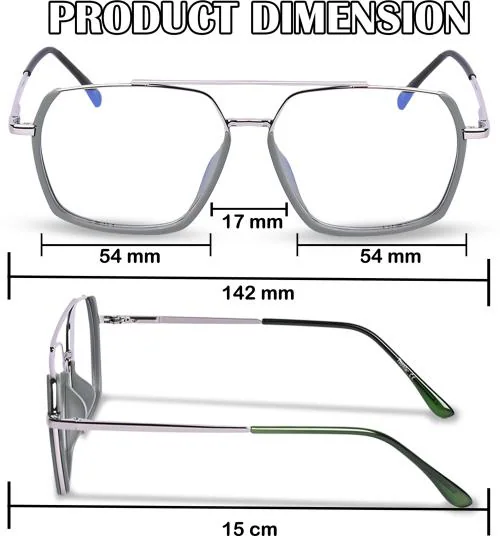 Redex Single Vision Rectangle Full Rim Transparent Frame (Men And Women)