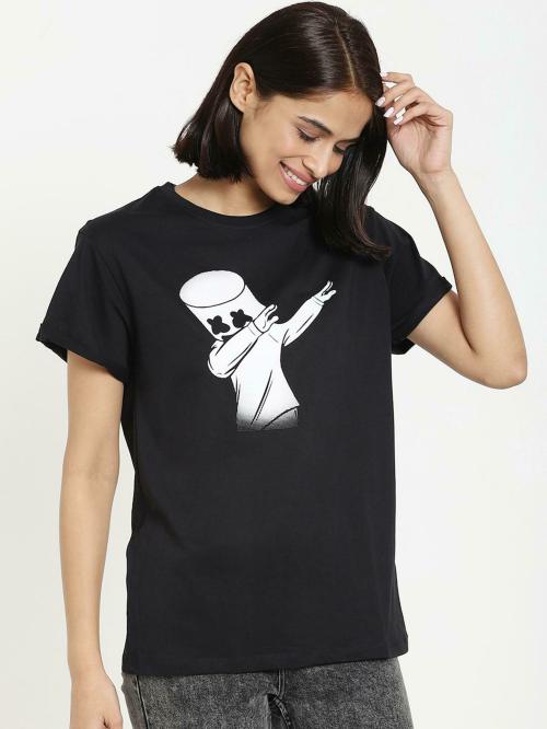 Bewakoof Women Dab Marshmello Printed Half Sleeve Round Neck T-Shirt
