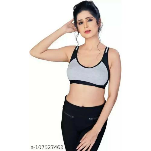 squirrel botique SPORTS BRA FOR GIRLS AND WOMEN(black- grey)