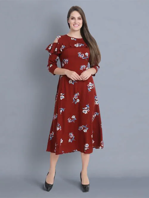 shoulder cut long frock