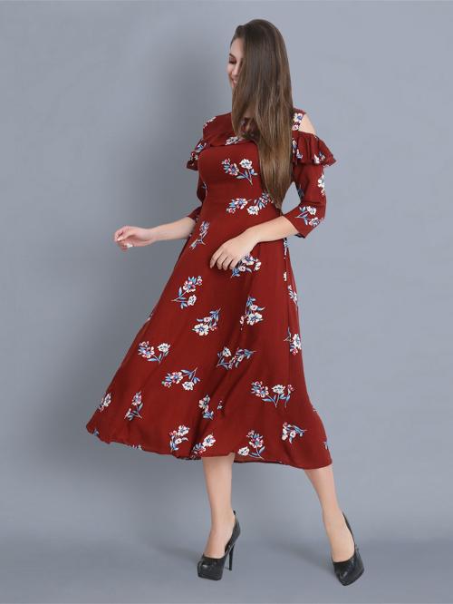 shoulder cut long frock