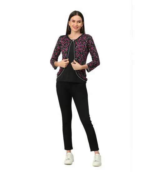 wear all week Women Multicolor Printed Cotton Jersey Shrug (XXXL)