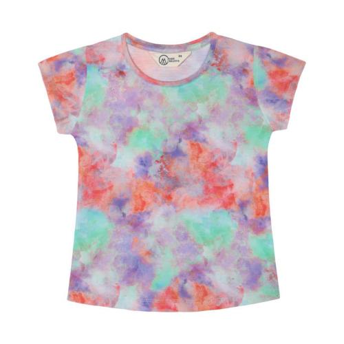 MG CREATIVE GIRLS Red, Multicolor Printed Cotton Regular Fit Casual Wear Round Neck Half Sleeves Top (11 Years-12 Years)