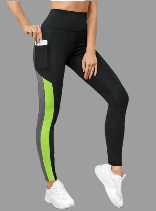 Designer Women Black Striped Lycra Blend Tights (L) l Hose l Leggings l Leotard l Nylons l Stockings l Pantyhose l Hosiery