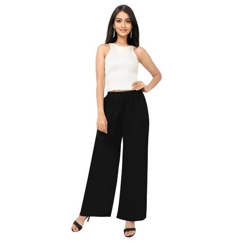 TWGE - Plain Palazo - Pallazo For Women - Flare pant - Cotton Palazzo - Black - 2XL Size