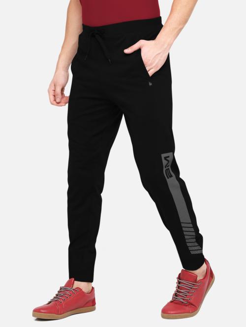 BULLMER Men Black Polyester Solid Single Fitted Track Pants
