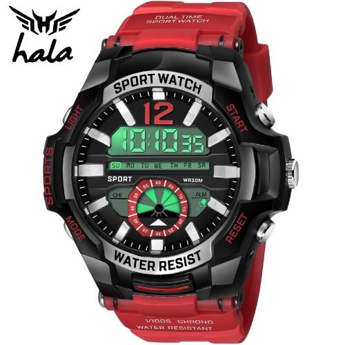 hala 1030-Multifunction Watch with Stopwatch Sports Wear For Men Digital Watch HL-1030-Red