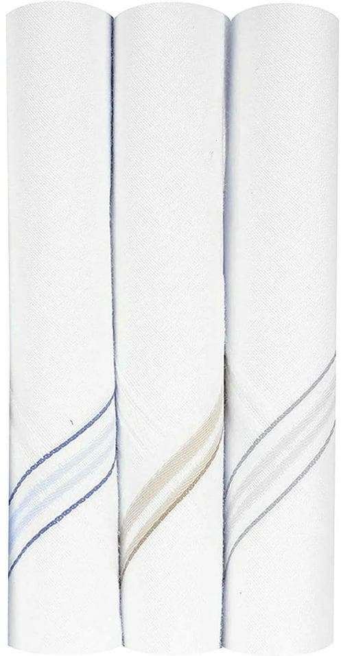 Buy Kuber Industries Men White Cotton Handkerchief, Pack of 3 Online at Best Prices in India