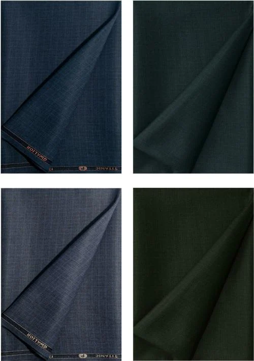 KUNDAN SULZ GWALIOR Dark Blue, Blue, Dark Green Cotton Blend Checkered Men Pack of 4 Trouser Fabric