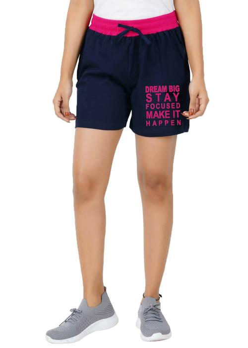 Buy Jocker Women Navy Blue Cotton Shorts (S) Online at Best Prices