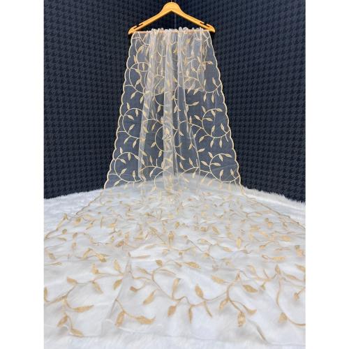 Miss Lady Fashion Women's Heavy White Colour Net Embroidered Fancy phulkari work Dupatta for women (White)