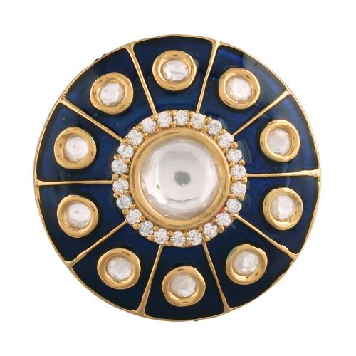 I Jewels 18k Gold Plated Traditional Blue Enamel/Meena Work Finger Ring (FL174BL)