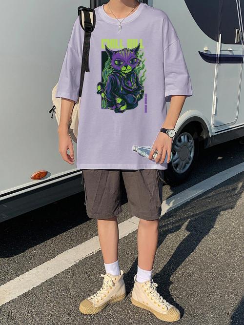 Chillme Oversized Cottonblend Half Sleeve T-Shirt for Men's