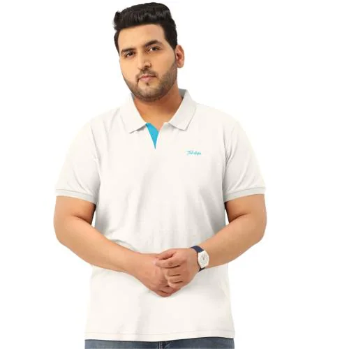 TAB91 Men's Polo Solid Plus Size WHITE 6XL T-shirt