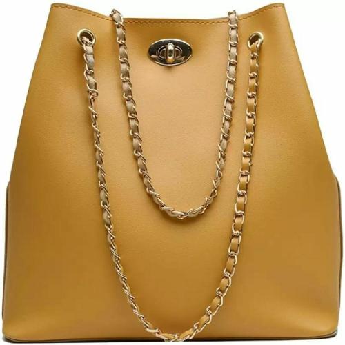 Fargo Yellow Leather Shoulder Bag Yellow Chain Lock