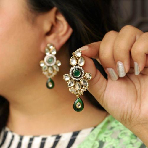 Abhika Creations Kundan Amore Handmade In India Earrings