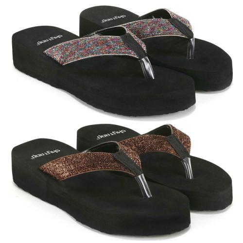 Skytrap Purple, Copper Solid Shimmer Slippers Flipflop for Women Combo of 2
