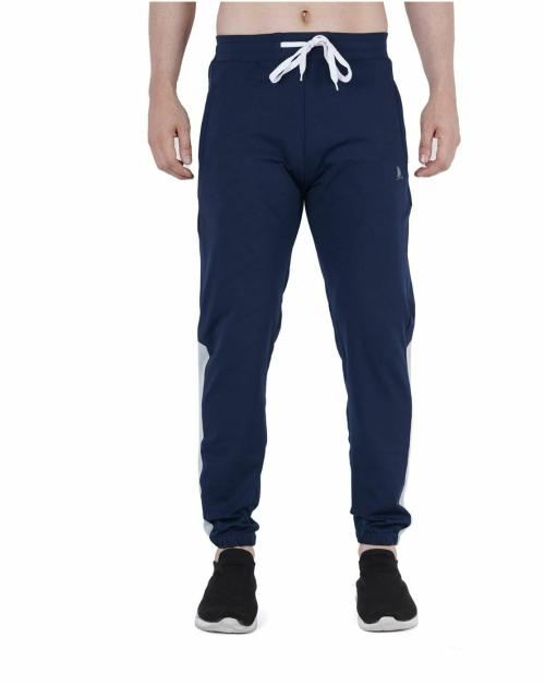 Navyfit Men Navy Blue Solid Polyester Joggers Track Pant Lower (S