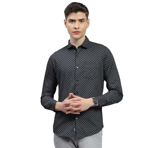 MONTE CARLO Men Black Printed Cotton Casual Shirts