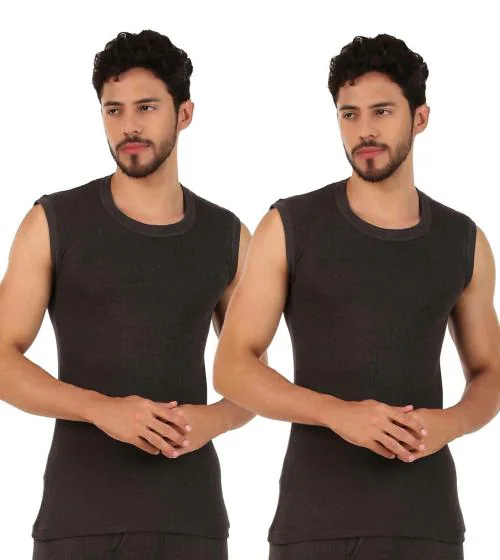 Inner Element Men's Sleeveless Thermal Top Pack of 2 / Parker TOP of 2 , Premium Winter Innerwear Vest with Stay Warm & Stay Fresh Technology