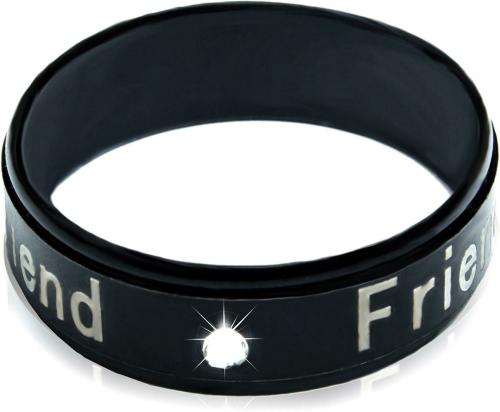 Waama Jewels Black, Silver Stainless Steel Friendship Ring For Boys, Girls (Size 19)