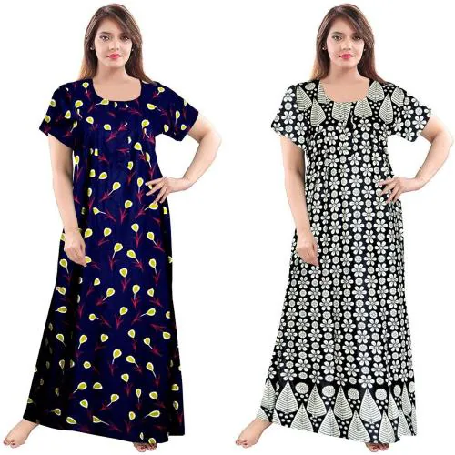 Cauchy Pack of 2 Women Nighty Set  (Multicolor)