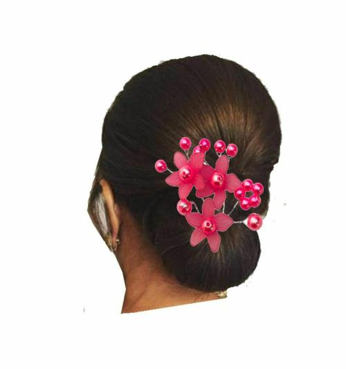 GADINFASHION Pink Womens Flower Style Hair Juda Pins For Hair Styling and  Bun Decoration Accessories - JioMart