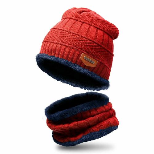 F Y V Unisex Red Woolen Cap and Neck Warmer l For Men & Women l Caps Hats Beanie Cap