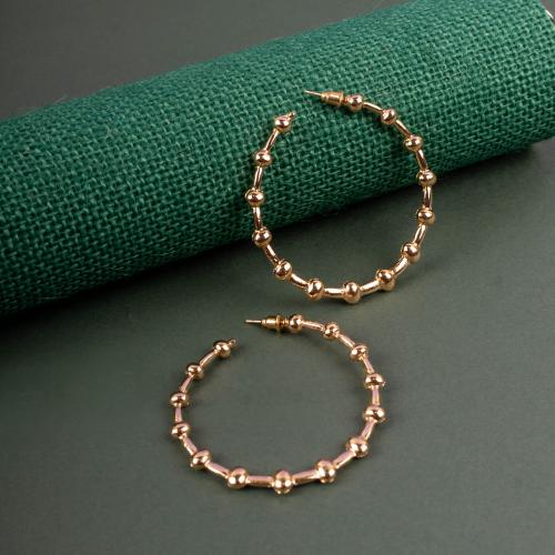 JEWELZ Hoop Earrings with Golden Beads Embellishments For Women