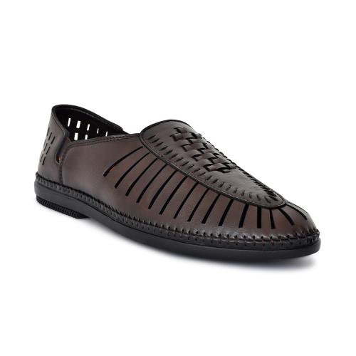 Server Casual Stylish Partywear Designer Ethnic Peshwari jutti Loafers For Men (Brown) Uk Size 8