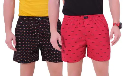 Men Boxer Shorts Back Pocket Printed Small 0106 (Pack of 2)