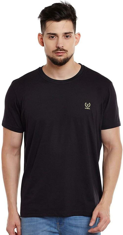 Buy DREAMKARTS Men Black Solid Pure Cotton Round Neck Tshirt (S) Online at Best Prices in India