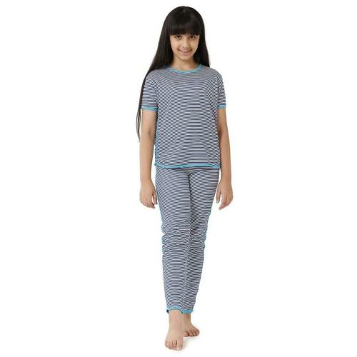 De Moza Girls Grey Printed Cotton Pyjamas Set - 6 to 7 Year