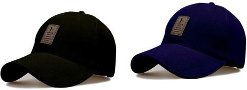 ALAMOS Unisex Black and Navy Blue Ediko Cotton Pack of 2 Baseball Cap (Free Size)