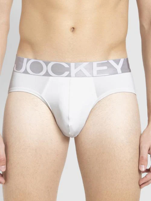 Jockey IC27 Men's White Solid Nylon Briefs