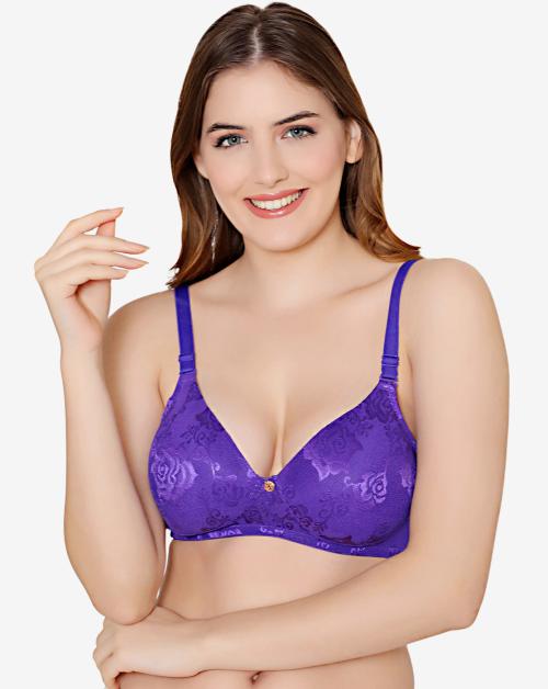 Bodycare nylon spandex wirefree adjustable straps designer net seamless padded bra-6574RBLU
