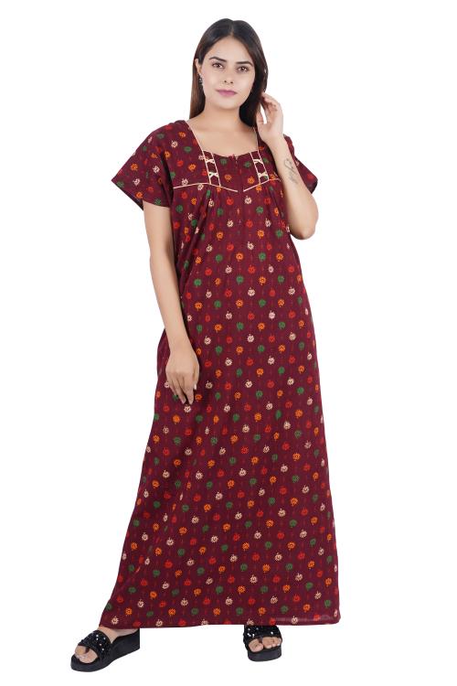 Buy NACNO Women's Jaipuri Cotton Sleepwear Nighty/Maxi/Nightgown cotton