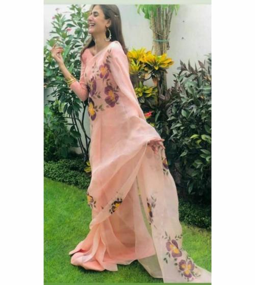 SATYAM COLLECTION WOMENS DIGITAL PRINT ORGENZA SILK SAREE.