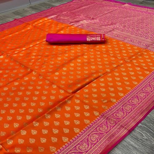 KESWI FAB Women's Kanjivaram Soft Silk Saree With Blouse Piece