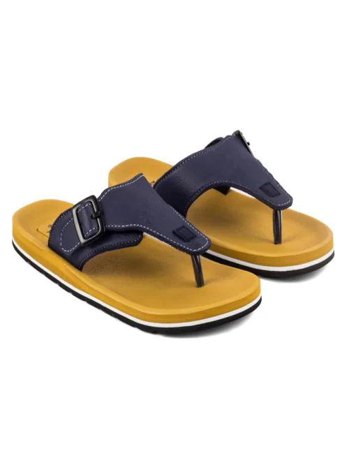 ADDA Men Beige & Navy Thong Flip-Flops