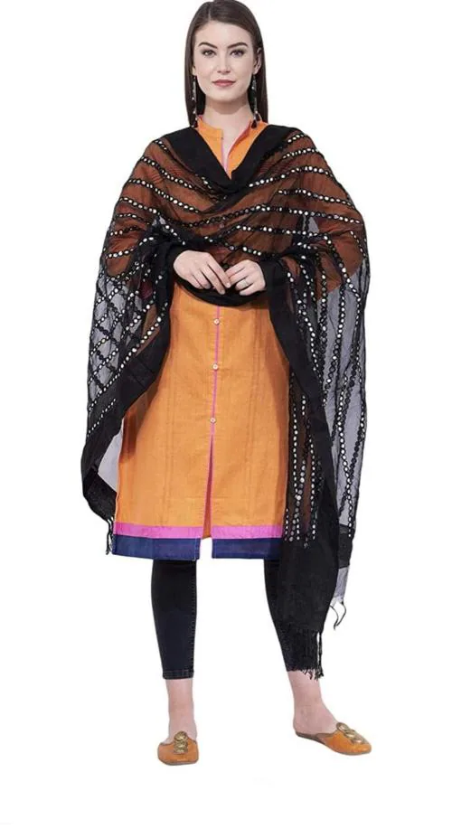 Moeza Women Black Mirror Stripe Dupatta