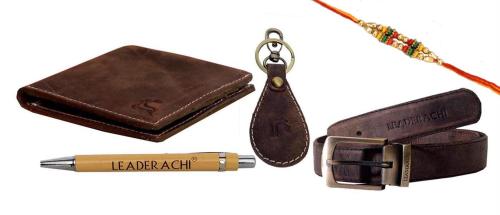 Leaderachi Unisex Leather Multicolor Wallet And Belt Combo (Rakhi-Wkpb-16)