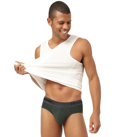 FREECULTR Men's Seaweed Green Solid Pure Modal Briefs
