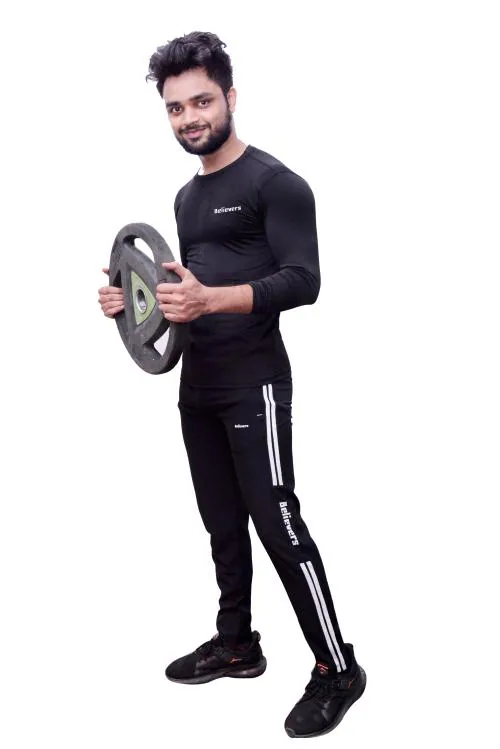 FITMEE BE BELIEVER Regular Fit Stretchable Track Pant | Stylish Pajamas for Gym, Yoga and Running | Pack of 1 | Stretchable & Light Weight | Track Pants for Men