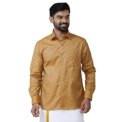 UATHAYAM_Ariser Vintage Brown Cotton Rich Solid Formal Slim Fit Full Sleeve Shirt for Men (Pack of 1)