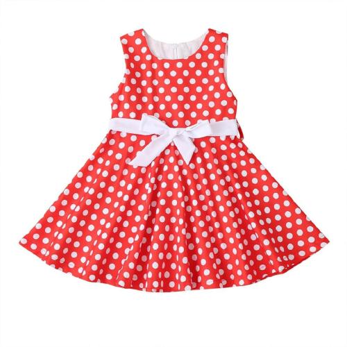 ReemJheem Girls White and Red Polka Dots Net Gowns