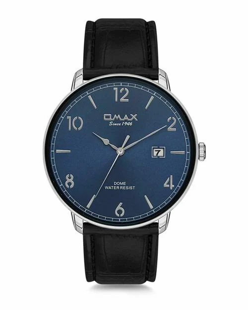 OMAX Analog Black Watch Blue Dial With Black Strap for Men - DCD001P42I