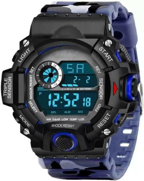 Blutech Digital Black Dial Blue Strap Watch For Boys